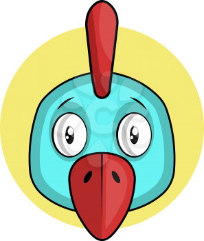 Cartoon blue bird with red beak vector illustration on white background