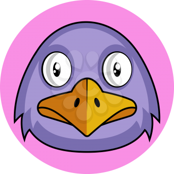 Purple cartoon bird vector illustration on white background