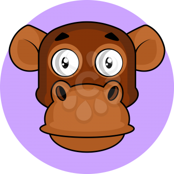 Cartoon brown chimpanzee vector illustration on white background