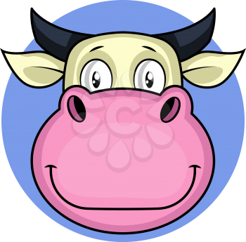 Cartoon happy cow vector illustration on white backgorund