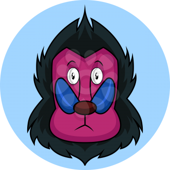 Cartoon monkey with pink face vector illustration on white background