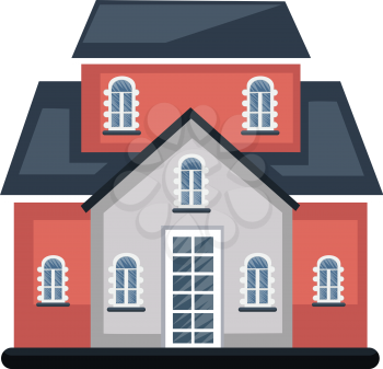 Cartoon red building with bule roof vector illustartion on white background