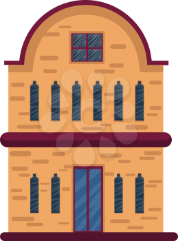 Cartoon orange building with red roof vector illustartion on white background