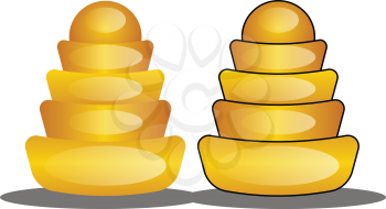 Chinese New Year gold ingots illustration vector on white background