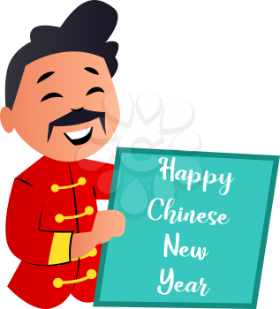 Cartoon chinese man celebrating new yearvector illustartion on white background