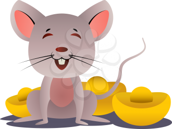Cartoon chinese mouse vector illustartion on white background