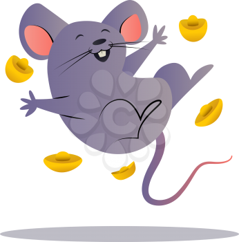 Happy cartoon chinese mouse vector illustration on white background