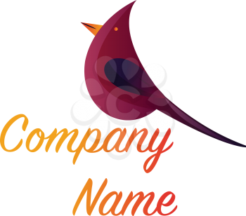 Simple vector logo design of a deep pink bird with orange blank text on white background