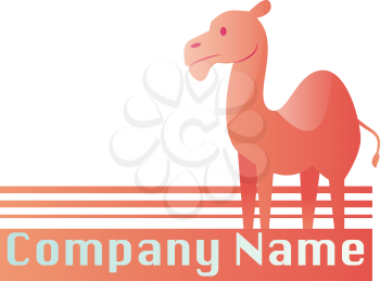 Pink camel with place for a text vector logo design on a white background
