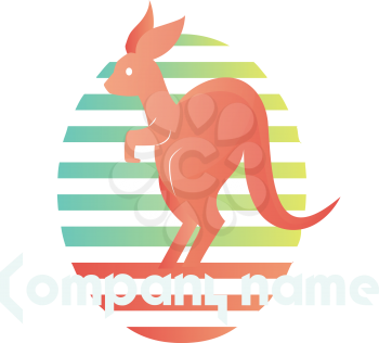 Pink kangaroo inside a colorful elipse vector logo design on a white background