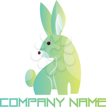 Baby green and blue rabbit vector logo design on a white background