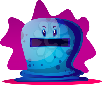 Angry blue cartoon monster vector illustartion on white background