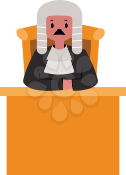Judge character behind the desk vector illustration on a white background