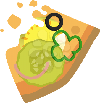 Delicious veggie pizza slice illustration vector on white background