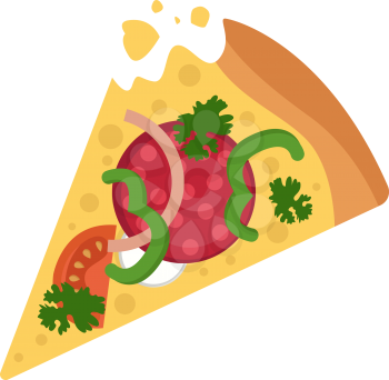 Salami pizza with veggies illustration vector on white background