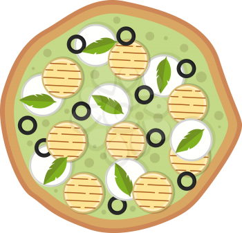 Vegetarian pizza illustration vector on white background