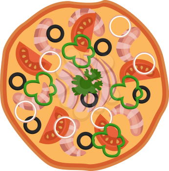 Tuna pizza illustration vector on white background