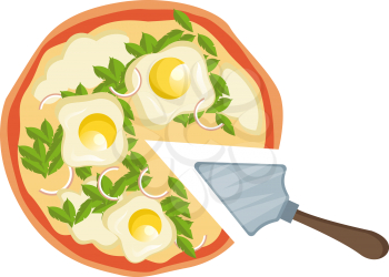 Pizza with eggs illustration vector on white background