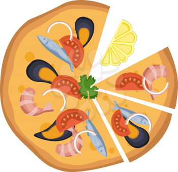 Pizza frutti di mare illustration vector on white background