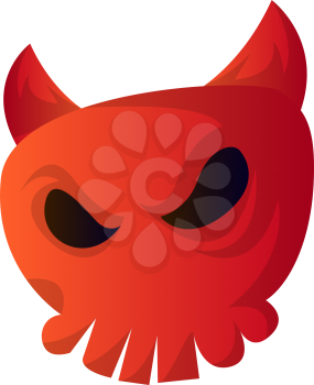 Cartoon red devil skull vector illustartion on white background