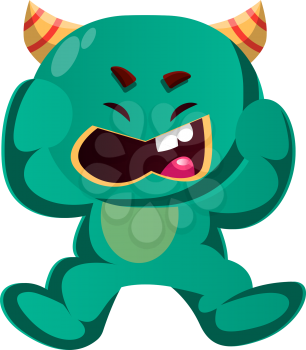 Angry green monster vector illustration
