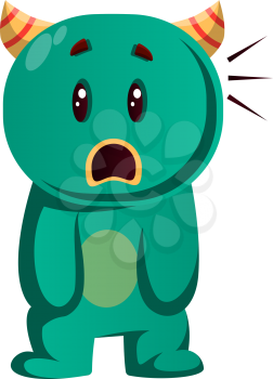 Green monster can't believe what is happening vector illustration