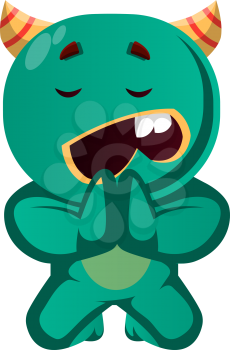 Green monster begging vector illustration