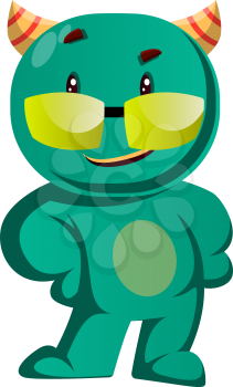 Cool green monster with sunglasses vector illustration