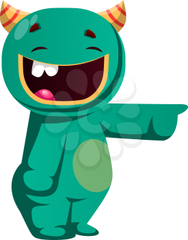 Green monster laughing at somebody vector illustration