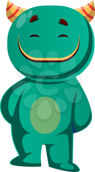 Vector illustration of a green monster that is satisfied