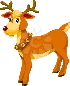 Christmas Reindeer with Bell Collar, vector illustration