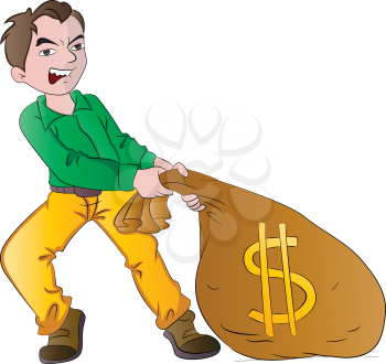 Man with a Bag of Money, vector illustration