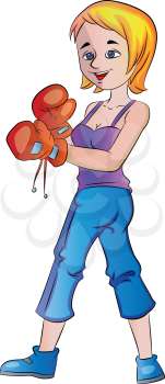 Young Woman Boxer, vector illustration