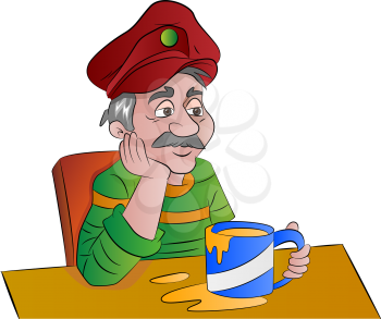 Man with a Cup of Drink, vector illustration