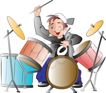Boy Playing Drums, vector illustration