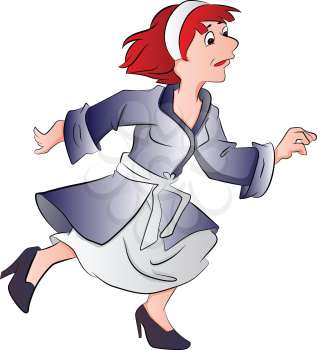 Woman Wearing a Robe Running, vector illustration