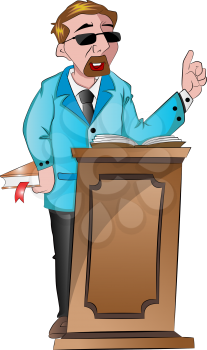 Man Speaking Behind a Podium, vector illustration