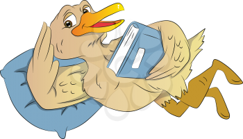 Vector of a wise bird with a book.