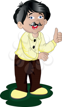 Vector illustration of man giving thumbs up gesture.