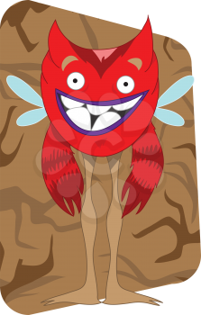 Funny looking red alien monster with wings