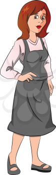Vector illustration of confident young woman standing with hand on hip.