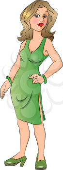 Vector illustration of attractive young woman posing with her hand on hip.