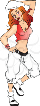 Vector illustration of fit young woman in sporty outfit.