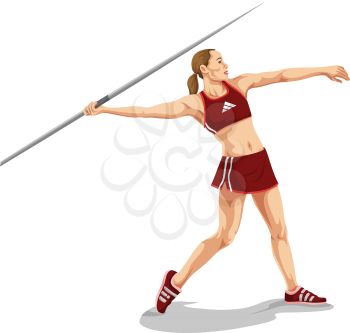 Vector illustration of woman throwing javelin.