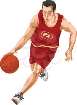 Vector illustration of basketball player in action.