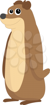 Cute brown bear standing up and smiling, vector illustration