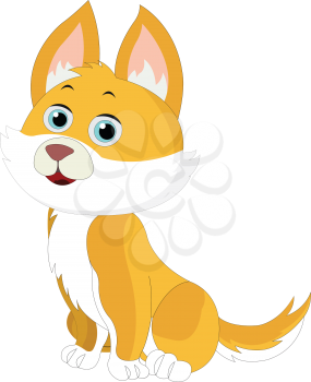 Cute orange and white cat with pointy ears, vector illustration