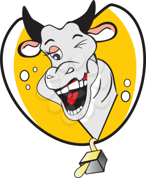 Funny Winking Cow, with a Bubbly Personality, vector illustration
