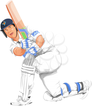Vector illustration of cricket batsman in action.
