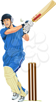 Vector illustration of cricket batsmen playing shot.